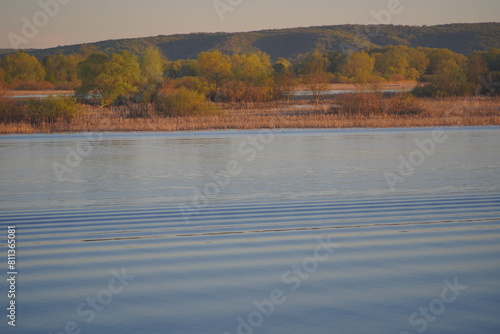 Landscape of the Volga River at sunset