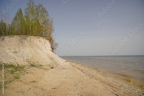 Landscape of the Kama River at sunset