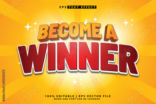 Winner text effect template design with modern and abstract style