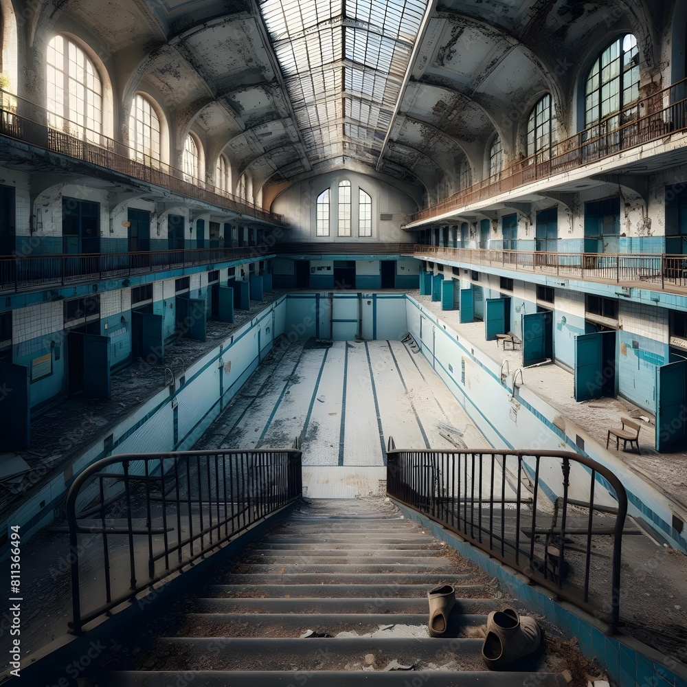 Obraz premium Inside an abandoned swimming pool