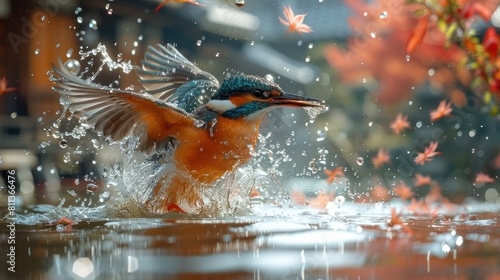 Crystal-Clear Dive, Experience Majesty of Nature as Kingfisher Dives into Pristine Waters, Moment Frozen in Time, Droplets Sparkling Around Bird in Symphony of Nature's Grace © Khuram Shehzad
