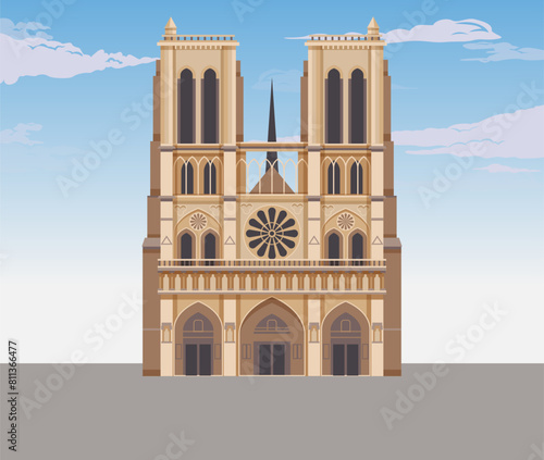 Notre Dame Cathedral - Paris - Stock Illustration