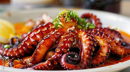 octopus korean food with Seafood. Generative Ai © we3_food