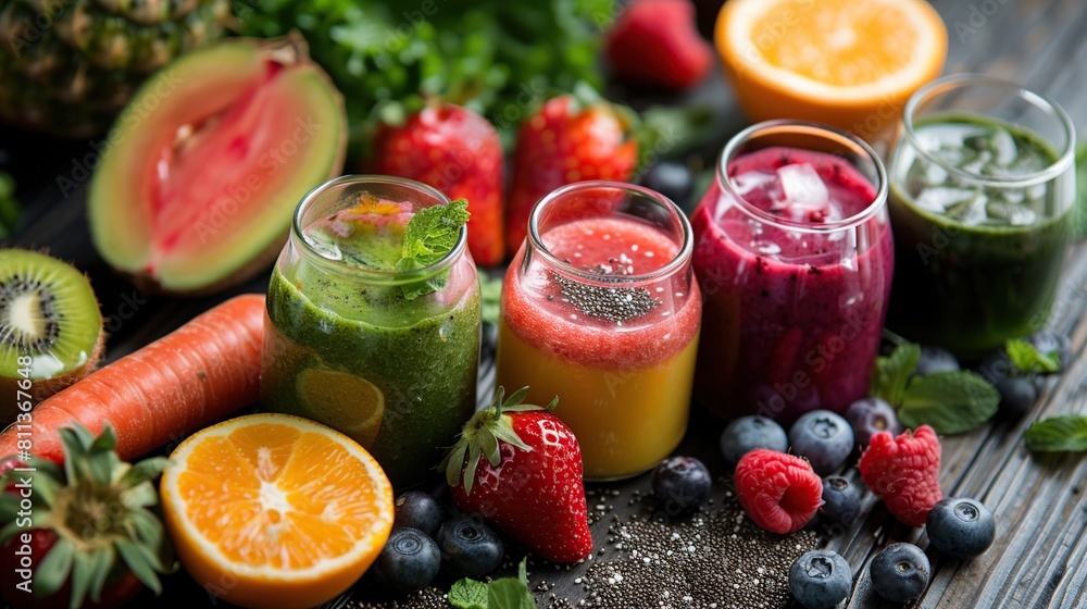 organic fresh dishes and smoothie . Generative Ai organic fresh dishes and smoothie . Generative Ai
