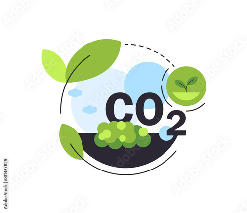 CO2 neutral,carbon offset,green energy,flat design icon vector illustration