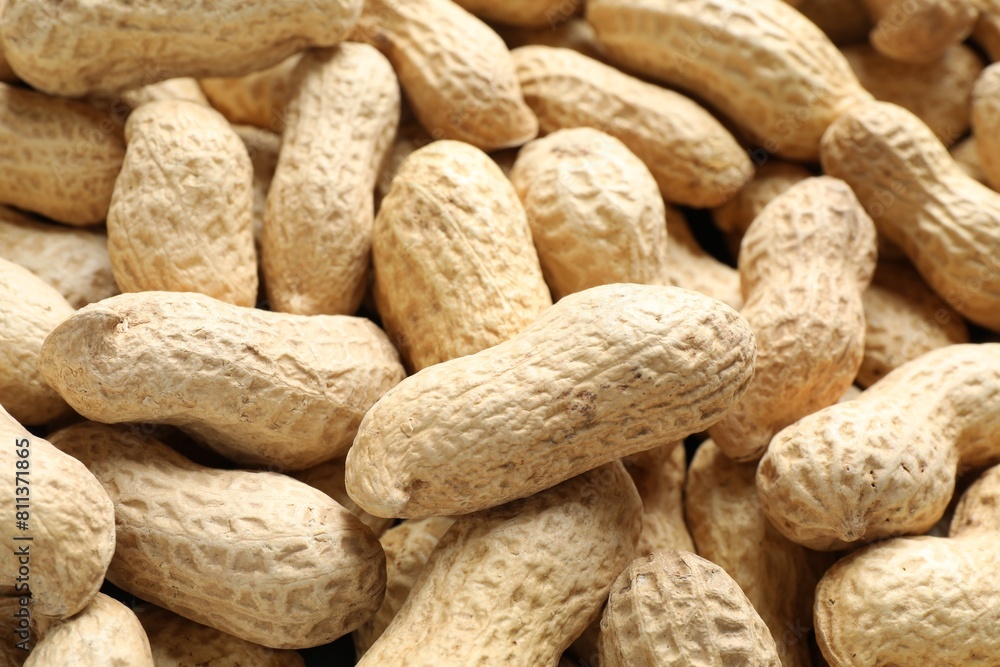 Many fresh unpeeled peanuts as background, closeup Many fresh unpeeled peanuts as background, closeup