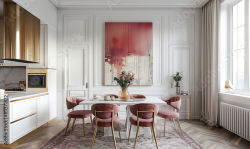 Dining room interior in neoclassic style photo
