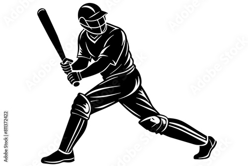  a cricket player in silhouette hits a bat vector illustration 
