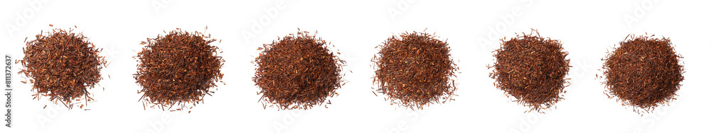 Fototapeta premium Heaps of rooibos tea isolated on white, top view