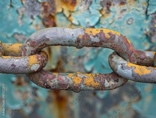 Timeless Patina: A Vintage Chain Link Weathered by the Passage of Time © kittipoj