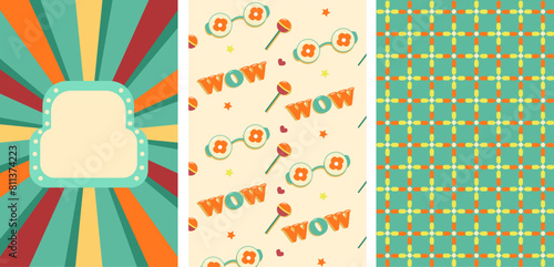 set of 90s backgrounds, 80s retro elements, vector illustration