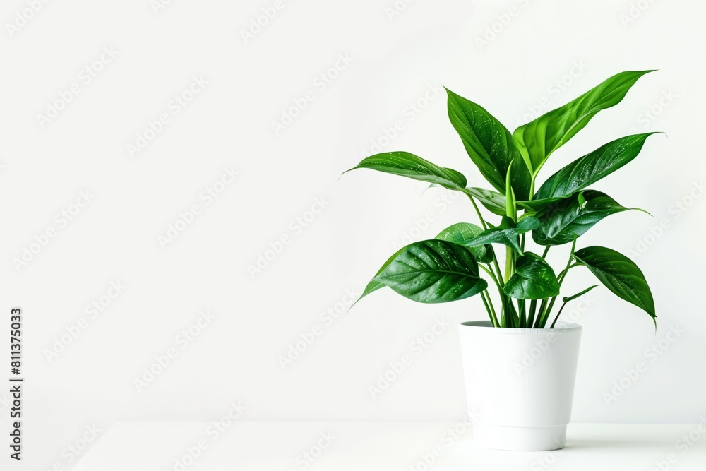 Vibrant green potted plant in a sleek white pot against a white background. A potted plant on white background. Vibrant green potted plant in a sleek white pot against a white background. A potted plant on white background.