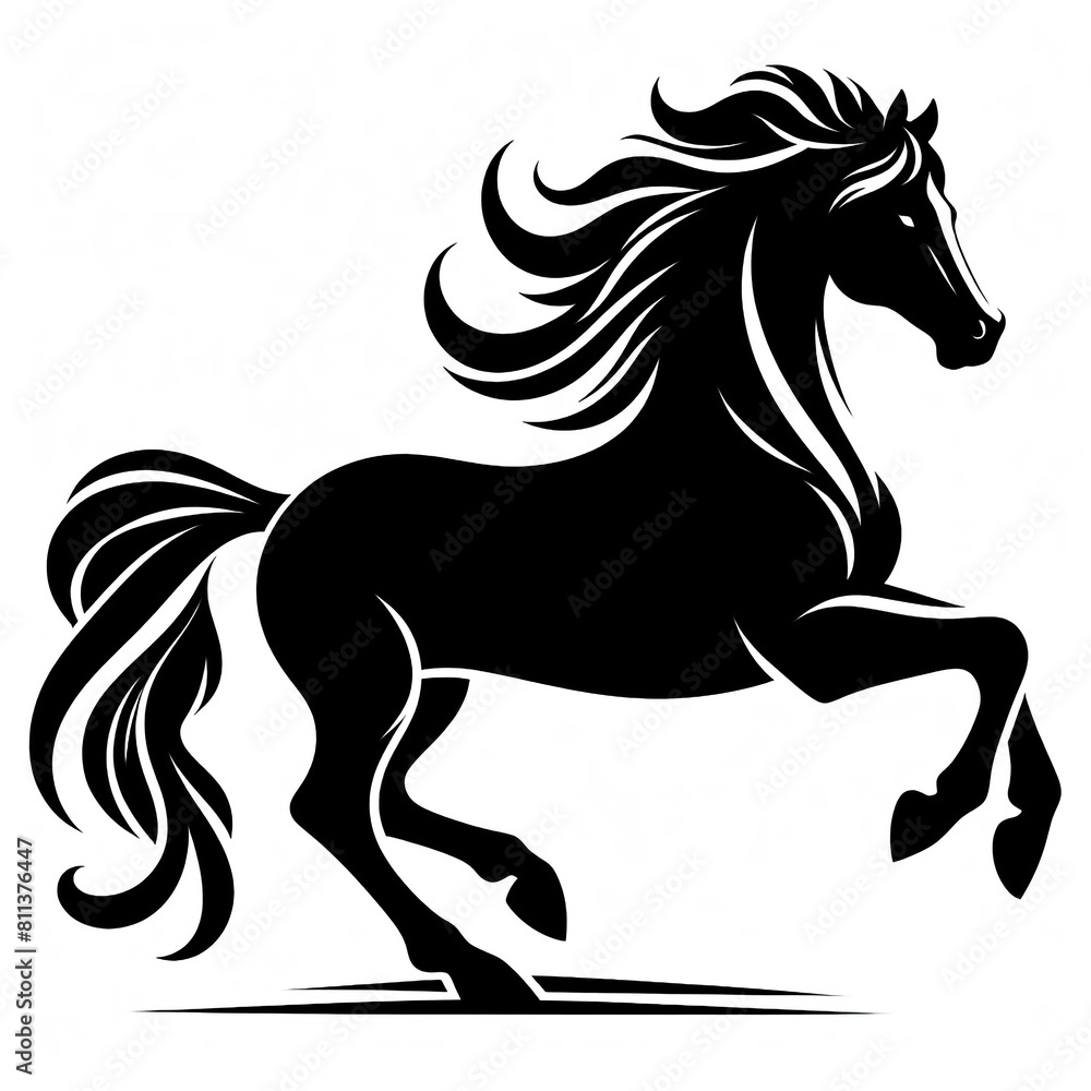 Horse silhouette illustration isolated on white background Horse silhouette illustration isolated on white background