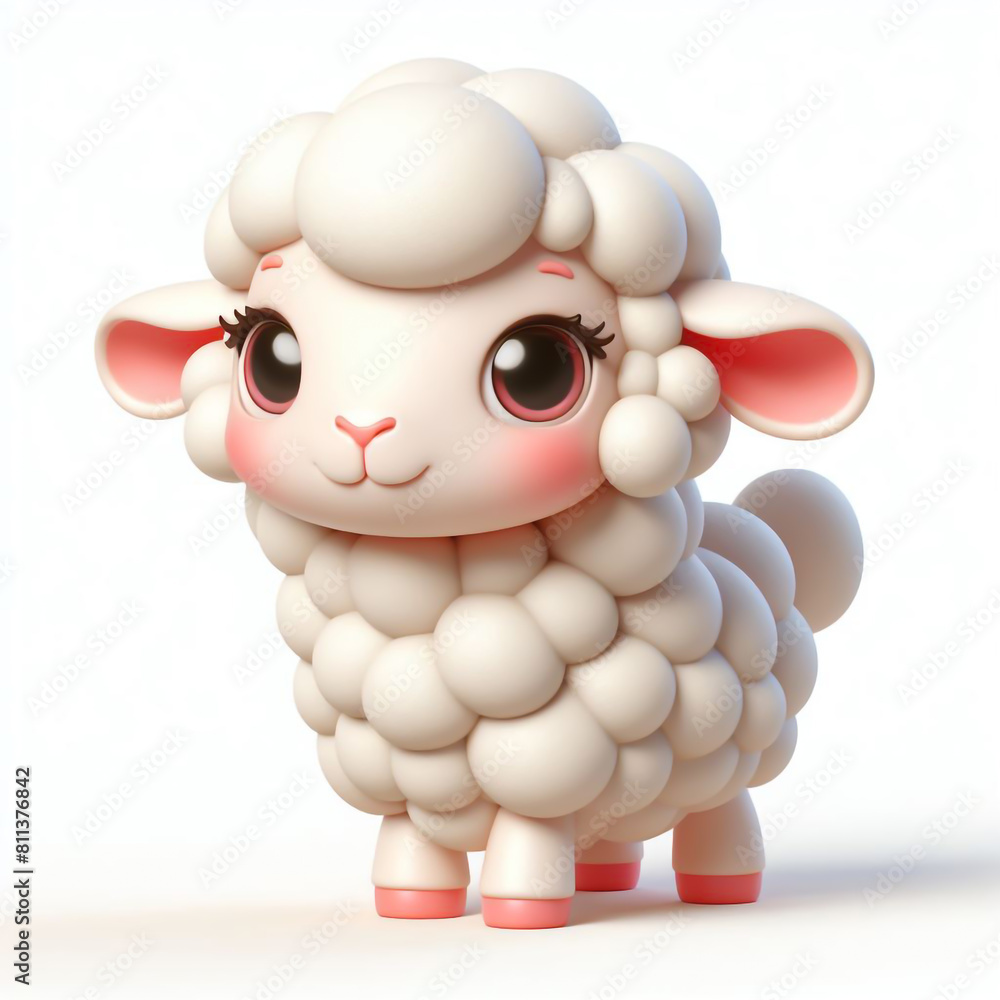3D funny sheep cartoon on white background 3D funny sheep cartoon on white background