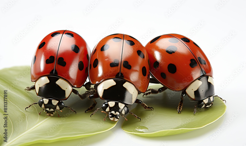 Fototapeta premium Ladybugs on a white background.
