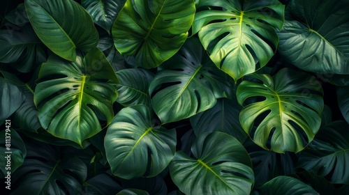 Foliage dark green background  Tropical green leaves texture  Nature concept.