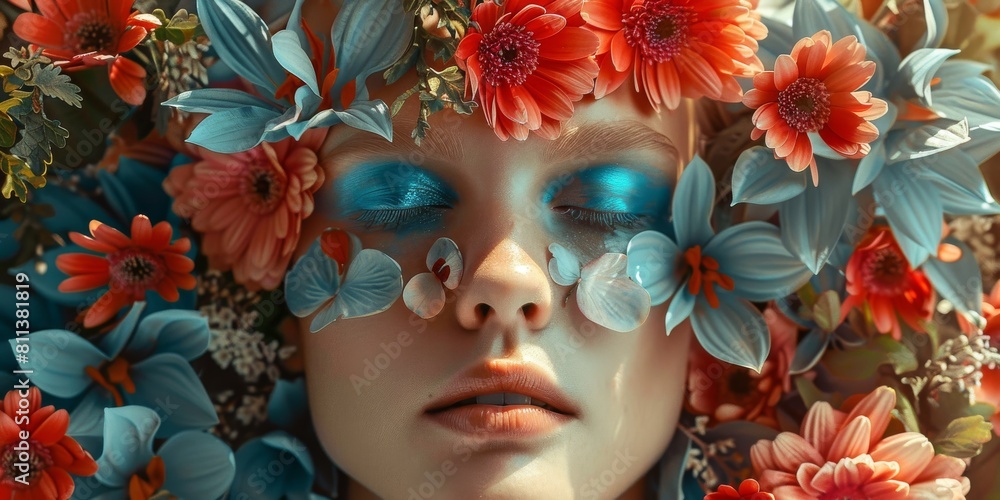 Enchanted Woman Amidst a Sea of Blooms Enchanted Woman Amidst a Sea of Blooms