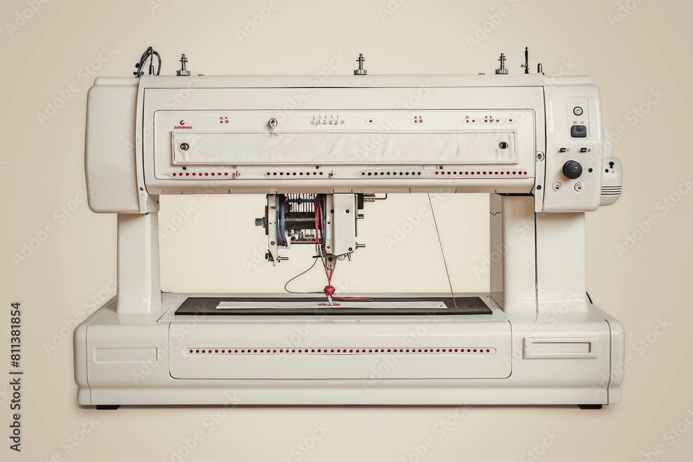 A sewing machine with a red thread A sewing machine with a red thread