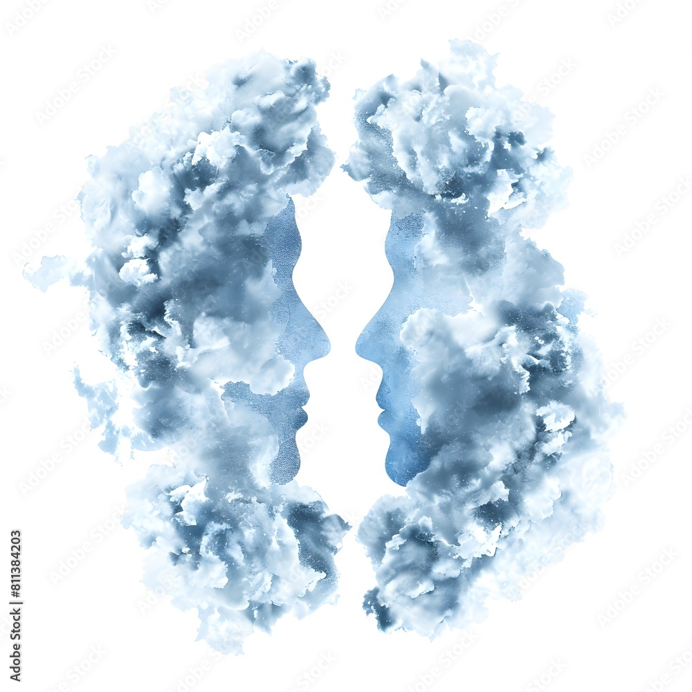 Gemini zodiac sign made of clouds. Design element on a white background. Gemini zodiac sign made of clouds. Design element on a white background.