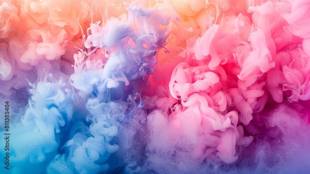 Colorful explosion of smoke and paint in vibrant colors High resolution image in the style of an abstract expressionist work