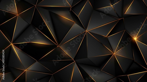 Dark black and gold abstract background with geometrical shapes