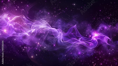 purple abstract background with stars and smoke  space for text  in the style of space background  purple