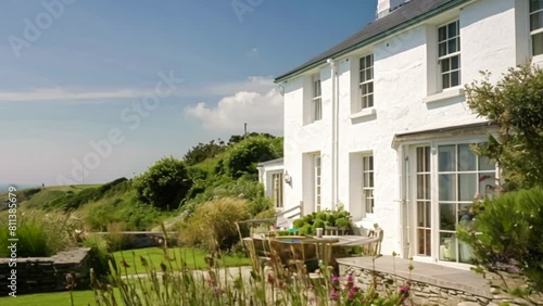 Wallpaper Mural White coastal cottage in the English countryside style by the seaside coast Torontodigital.ca