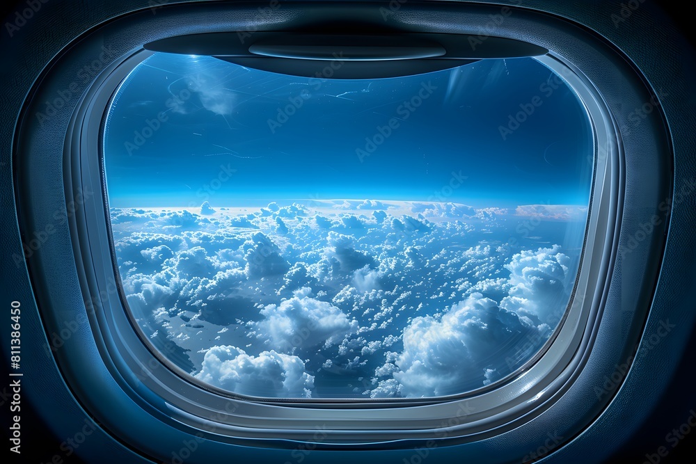Airplane window cloudscape. Airplane window cloudscape.