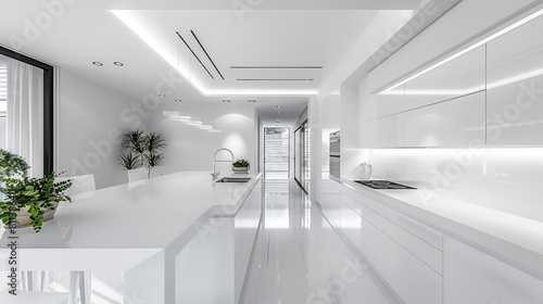 Modern white kitchen clean interior design