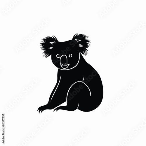 Cute koala animal silhouette vector cartoon illustration wildlife concept