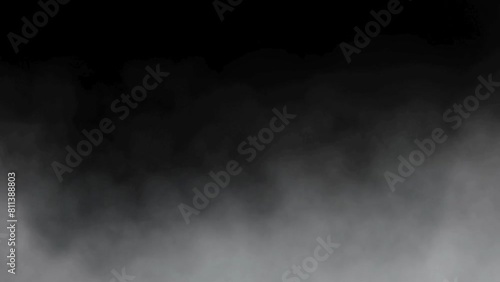 Slow motion of white smoke, fog, mist, smoke loop effect. Smoke Fog Animation on black background. Overlay perfect for compositing into your shots
 photo