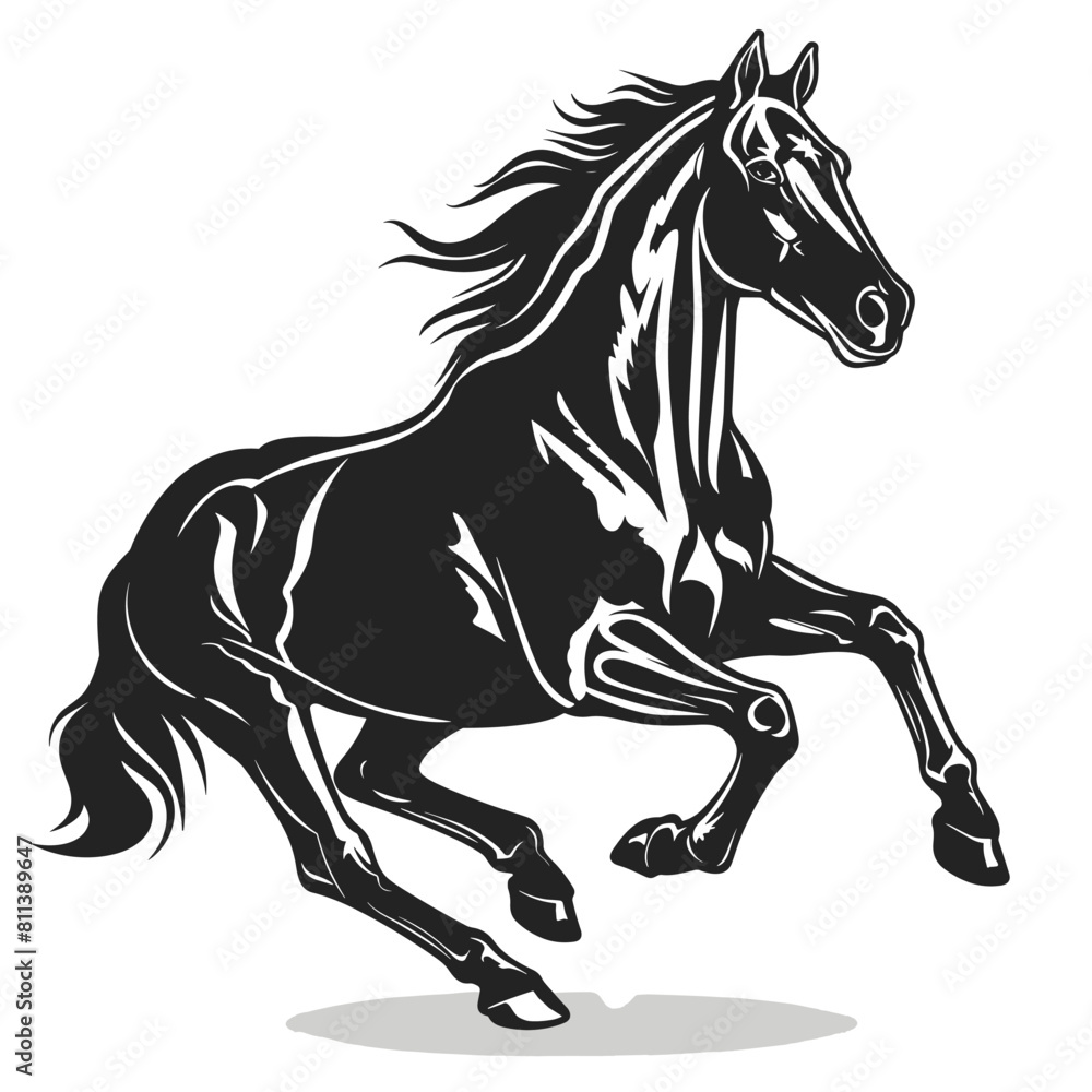 Horse running black silhouette vector illustration design