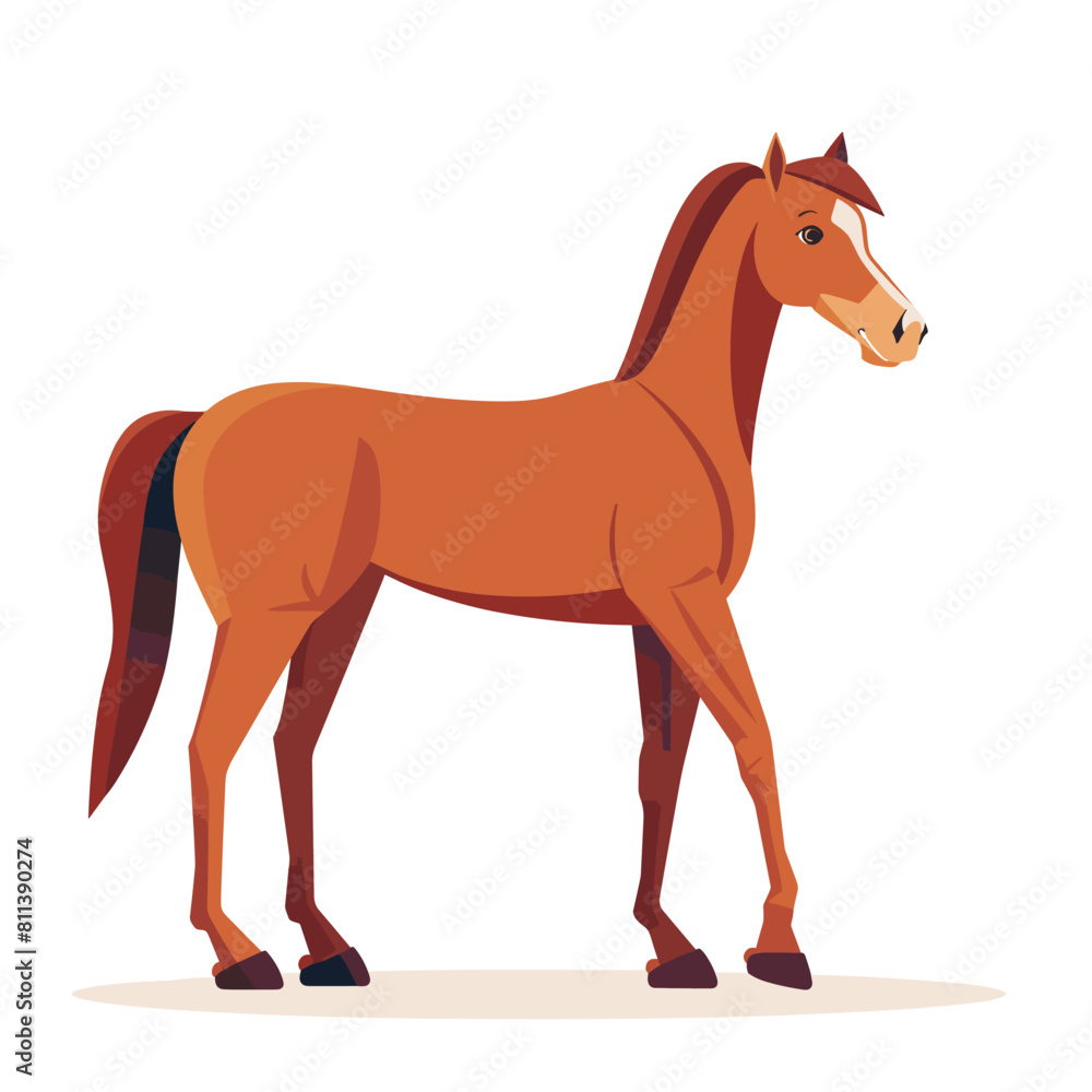 Illustration of a majestic brown horse standing with a white background. Illustration of a majestic brown horse standing with a white background.