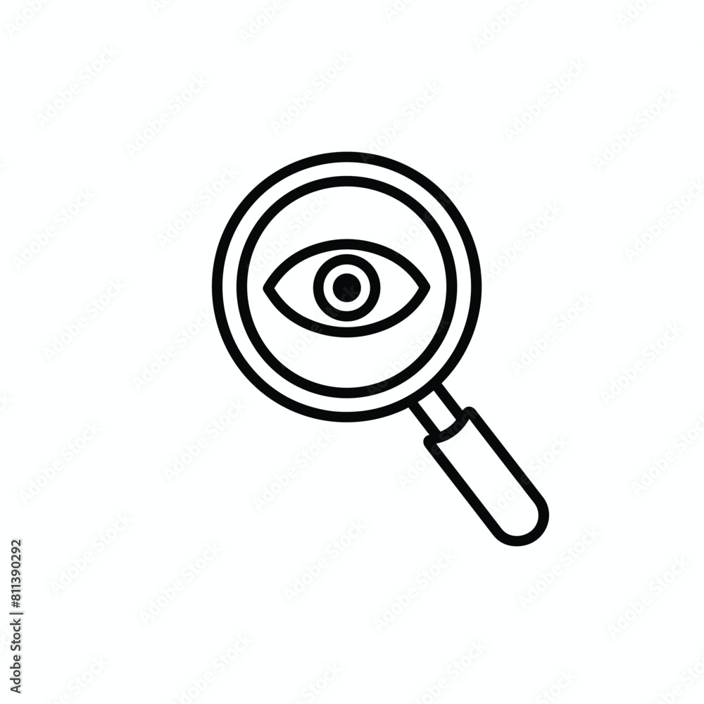 Magnifying glass and eye search icon vector logo design Magnifying glass and eye search icon vector logo design