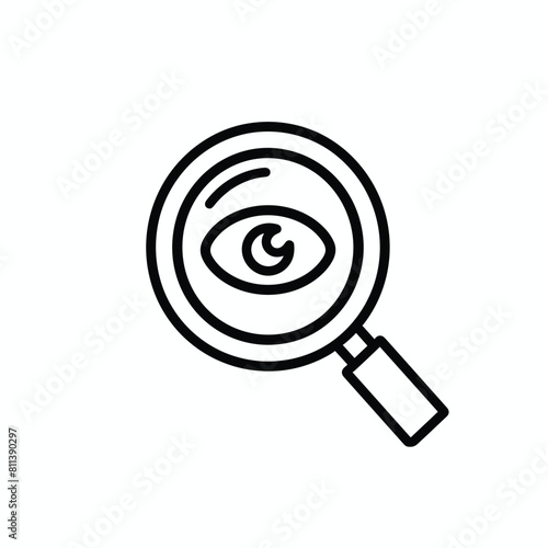 Magnifying glass and eye search icon vector logo design