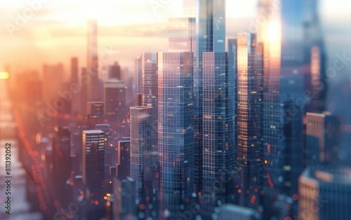 Reflective glass skyscrapers form a striking cityscape. © OLGA