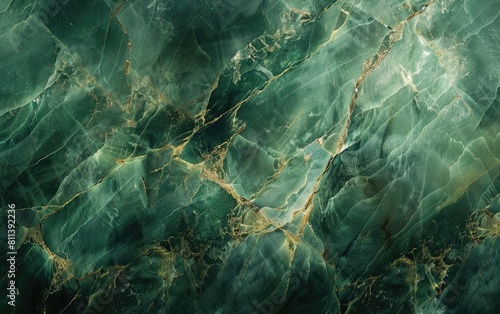 Rich, deep green textured marble surface. photo