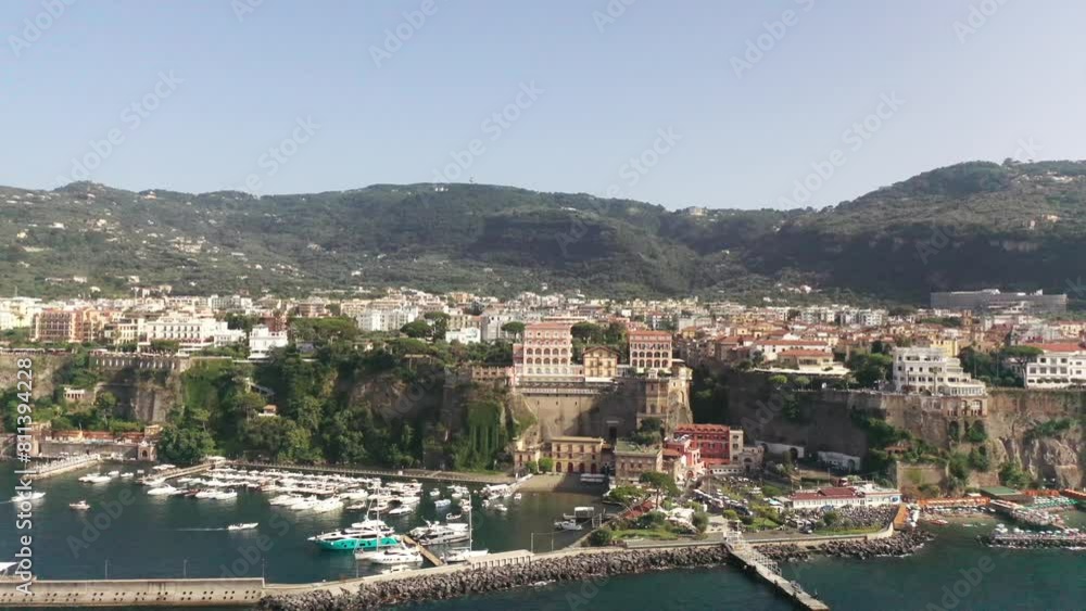 Sorrento, Italy. Vesuvius view and luxury private villas in Sorrento, Naples province. Panning Sorrento, Italy. Vesuvius view and luxury private villas in Sorrento, Naples province. Panning