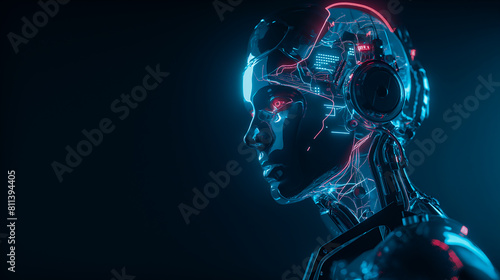 Neural Constellation: A Luminous Digital Profile of a Human Head Highlighted by Networked Connections, Symbolizing Advanced Neural Interfaces