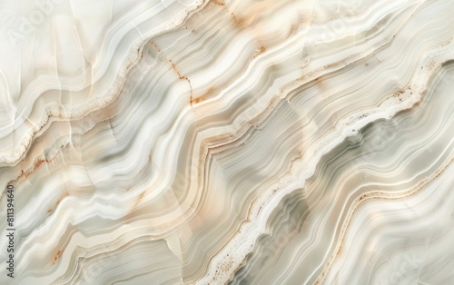 Soft white and beige marble texture with elegant wavy layers.