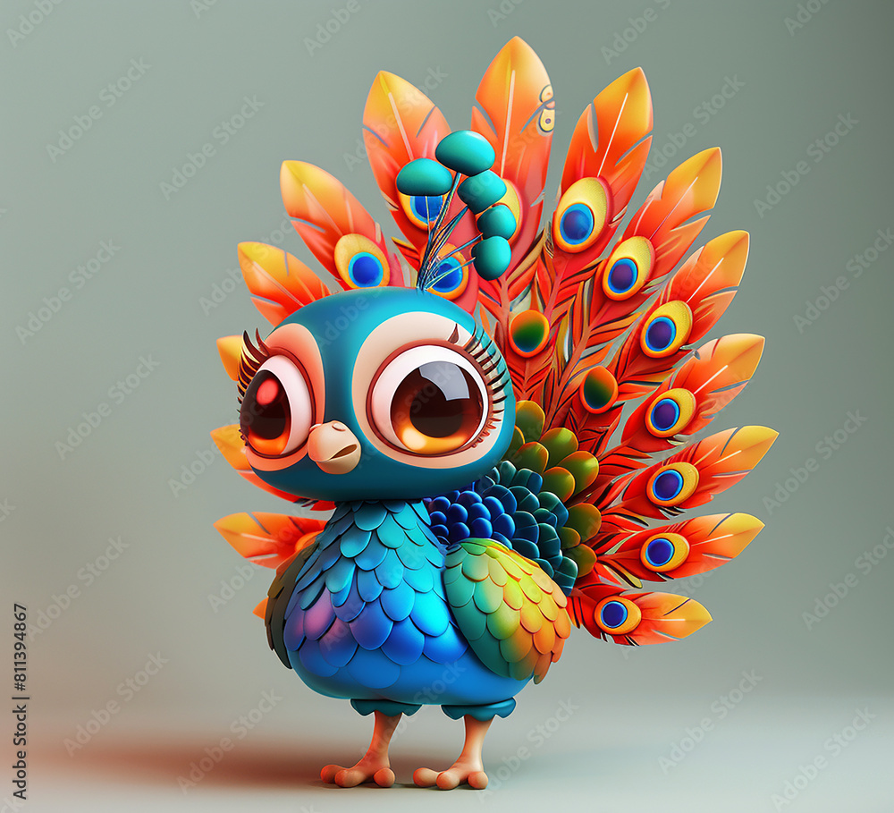 3d cartoon peacock character generative ai 3d cartoon peacock character generative ai