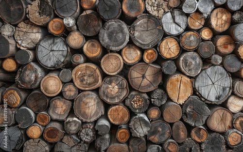 Stacked wood logs showing various natural brown tones and textures.