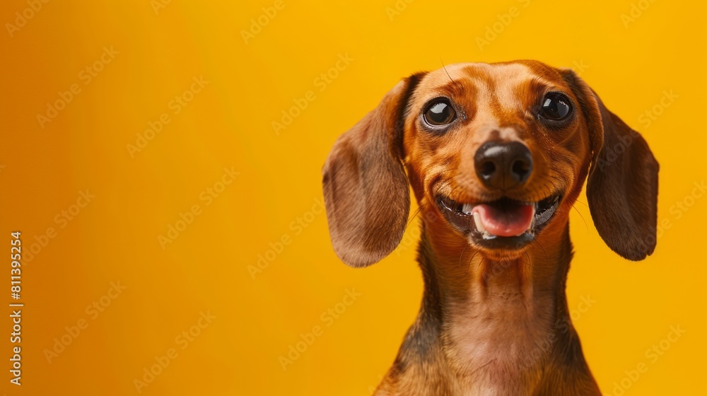 Dachshund Dog Portrait with Blank Banner