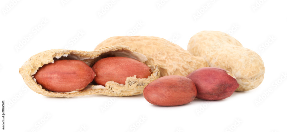 Fresh unpeeled peanuts isolated on white. Healthy snack Fresh unpeeled peanuts isolated on white. Healthy snack