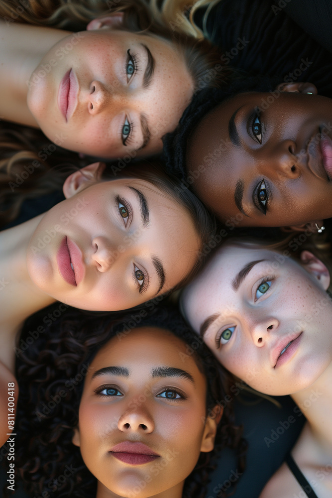 Group portrait of diverse women. Diversity, equity and inclusion, DEI concept. High quality photo