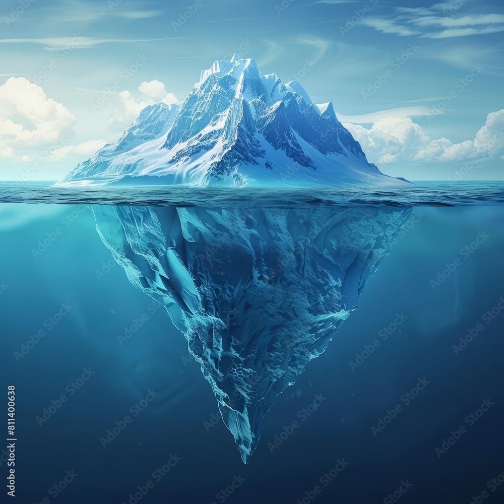 Obraz premium Exploring the idea that success in business is just the tip of the iceberg, with much more beneath the surface in terms of effort and strategy