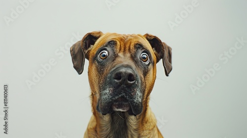 Startled pet dog portrait