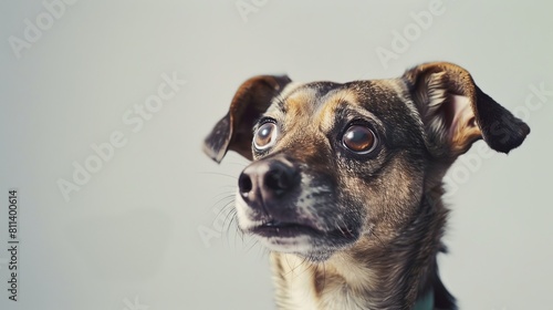 Startled pet dog portrait