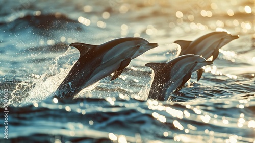 Playful Dolphins in Ocean Waves