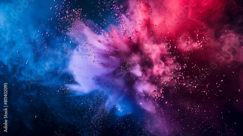 Explosion splash of colorful powder with freeze isolated on background  Abstract splatter of colored dust powder  Colorful powder explosion  Freeze motion of powder splash  Isolated background 